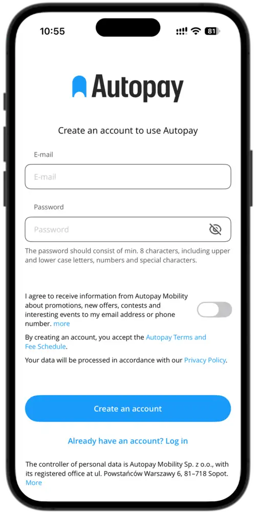 The Autopay app, where you can buy a vignette