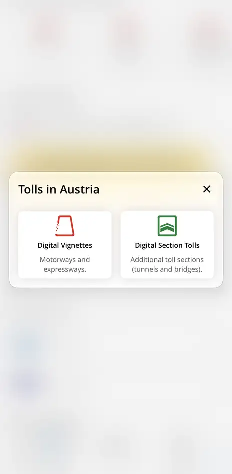 Choosing the type of toll in Austria: vignettes or section toll tickets