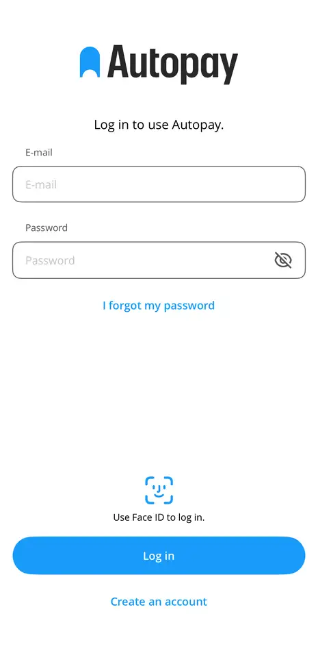 Logging in to the Autopay app