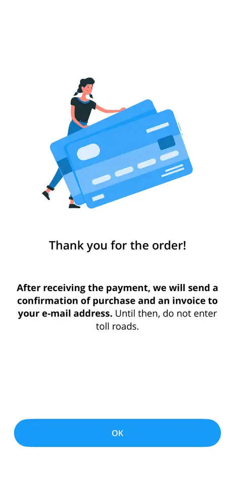 Confirmation of vignette payment via the Autopay app