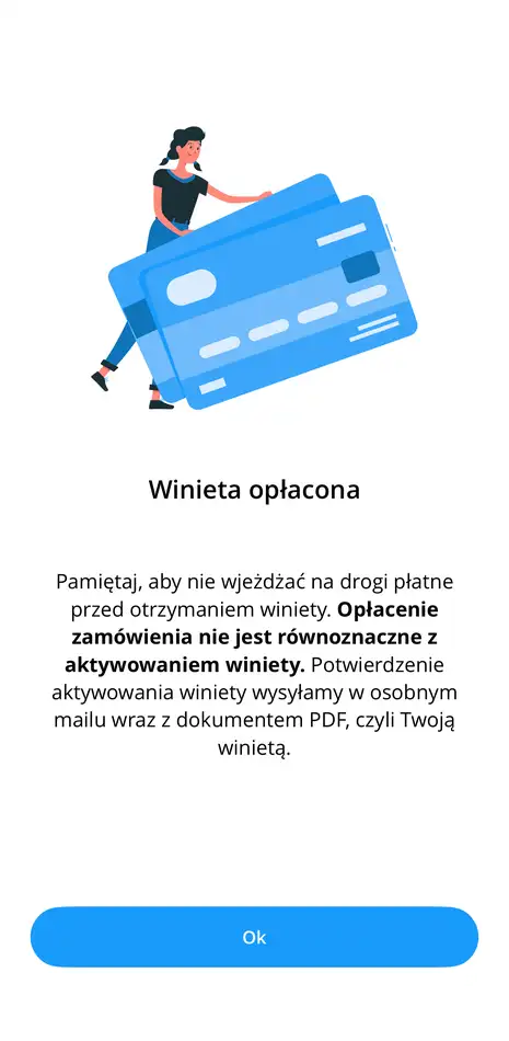 Potwierdzenie opłacenia winiety w aplikacji Autopay
