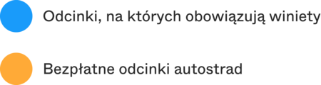 legenda mapy dróg w Czechach z e-winietami